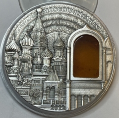 Серебряная монета 10 долларов "Московский Кремль" 2012 год, Республика Палау, 62,2 г., Ag 999